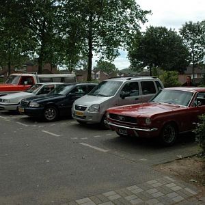All my cars next to each other.
1972 F250 XLT Ranger Camper Special
1992 Volvo 2.0 ltr 460 GLT automatic
1999 Mercedes C180 automatic
2001 Suzuki