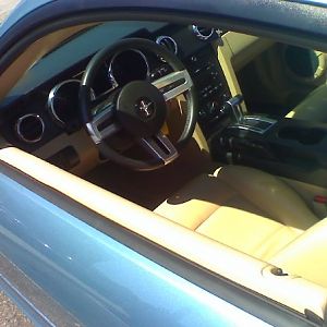 the biege leather interior
