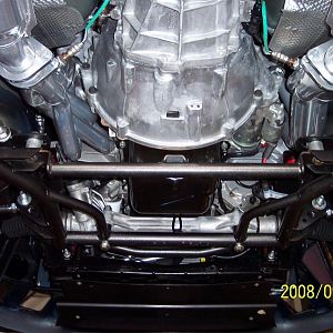 BMR tubular lower arms and crossmember and kooks s/s headers with high flow cats with X-pipe that I had gotten aluminum coated