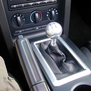 Bullitt shift knob and boot after installation.
