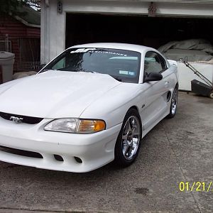1997 GT with Saleen ground effects, Cobra wheels and tires, and lowered.
