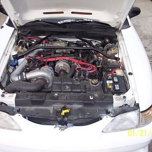 4.6 liter balanced and blueprinted and a supercharger.