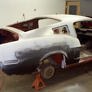 While the Arizona tub was rust free, the roof was trashed from someone dancing a jig on it. I sectioned the one off the donor car and MiGed it on afte