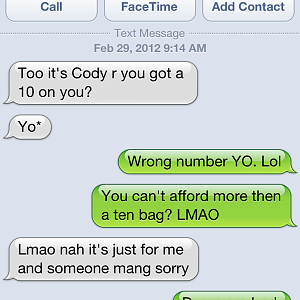 First part from wrong number text