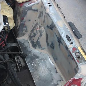 sanding down driver side inner fender