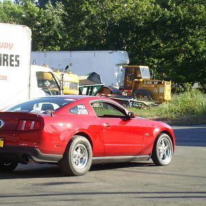 Sporting a new set of sneakers.
