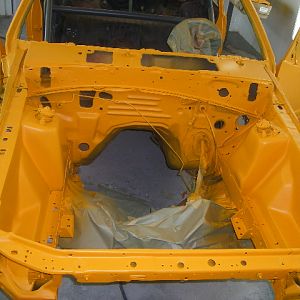 Engine bay painted before clear coat