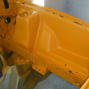 Engine bay painted before clear coat