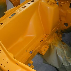 Engine bay painted before clear coat