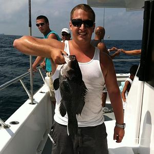 The 8lber. He put up a huge fight, but was not match for my workhorse reel, the Daiwa >:)