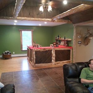 bar room before the counter top was in place.  dart board is going on the wall to the left of the window