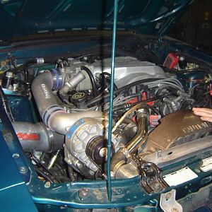 old setup, Fox Lake 331, Fox Lake ported TFS heads, 1.6 rockers, TFS Stage 1 cam, Holley Systemax II 42lbers, BBK 70mm TB, 90mm LMAF, MAFia, Vortech S