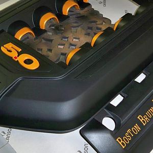 Painting the stock coil covers and intake cover with custom stencil on coil covers