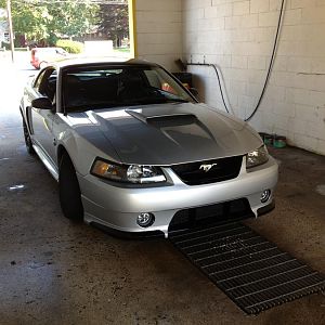 got the respray - did the two tabs on the sides black, the middle where the running horse is and the fog light bezel !!!