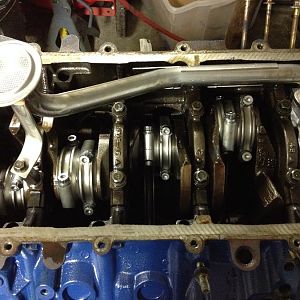 Ford racing high volume oil pump, all new clevite bearings and H-beam rods.