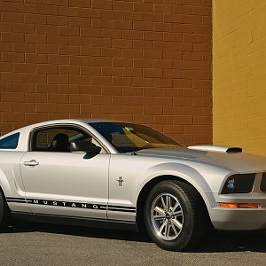 2005 Ford Mustang Satin Silver Coupe with 4.0L SOHC V6 engine and 5-speed manual transmission around Baldwinsville, New York.