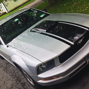Retro Mach 1 Hood Stripe/Decal installed on 9/11/14.