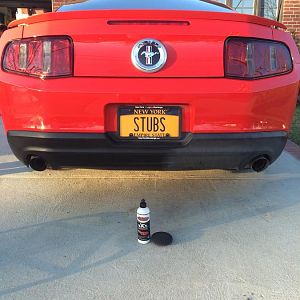 check out the rear valence on the car, notice the two different sides, one is shiny black after using Adams Super VRT, the other side is untreated aft