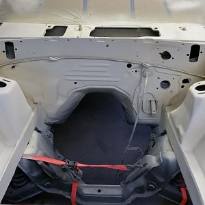 Engine bay in primer..