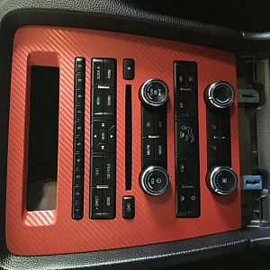 Tried red Carbon on center console but it was too much for me. Opted to paint it satin black