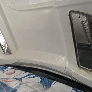 Cervini hood with rain trays cut out.  If I were to do it again, I'd leave the "walls" of the tray and just cut cut the very bottom off.  There would