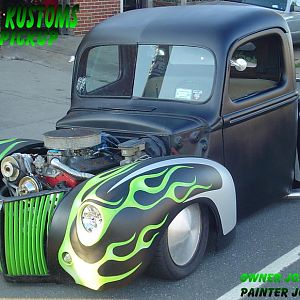 my old bosses 40 ford pickup, i sprayed the drivers side half, and he sprayed the passenger side