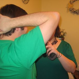 Alex giving Jen-E the party boy