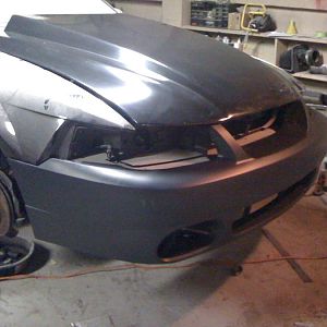 test fitting the new hood and bumper